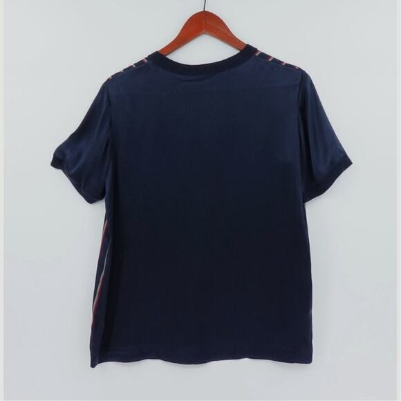 Vince Silk Top Womens Small Blue Striped Satin Capsule Minimalist - Picture 4 of 16